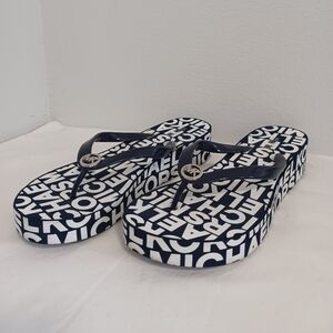 Michael kors Bedford jelly logo plataform thong sandals navy-blue size 9m